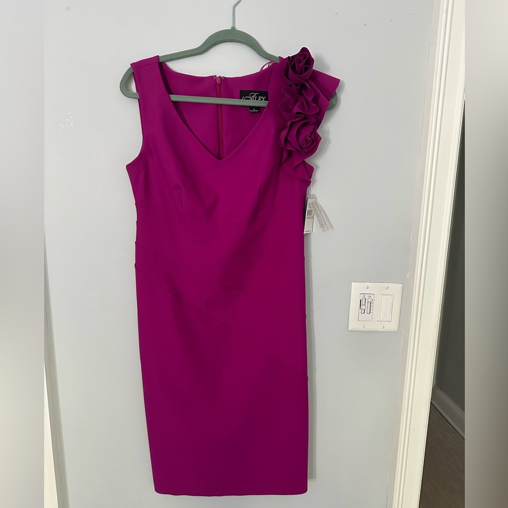 Alex Evenings Fuchsia Midi Cocktail Dress